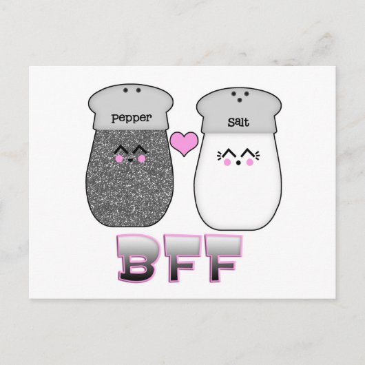 Kawaii Salt n Pepper BESTE FREUNDIN Postkarte (Vorderseite)