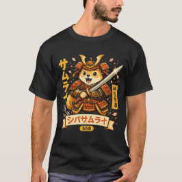 Kawaii Samurai Dog Cartoon Art T-Shirt