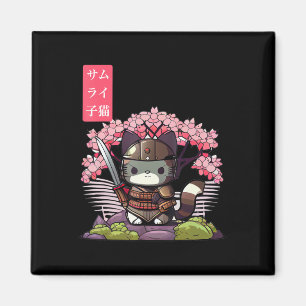 Kawaii Samurai Kitten mit Cherry Blossom Japanisch Magnet