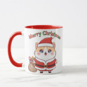 Kawaii Santa Cat Christmas Mug Gift for Cat Lovers Tasse (Links)