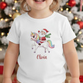 Kawaii Santa Claus Riding Rainbow Unicorn Baby T-shirt