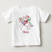 Kawaii Santa Claus Riding Rainbow Unicorn Baby T-shirt (Vorderseite)