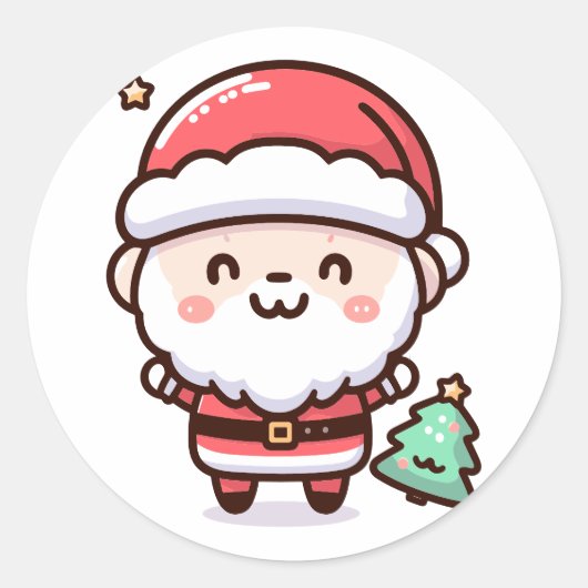 Kawaii Santa Claus Sticker (Vorderseite)