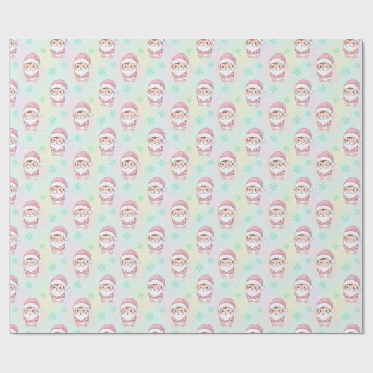 Kawaii Santa pastel pattern  Geschenkpapier (Flach)