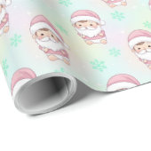 Kawaii Santa Pastell-Muster Geschenkpapier (Rolleneckpunkt)