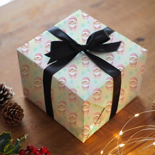 Kawaii Santa Pastell-Muster Geschenkpapier