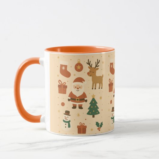 Kawaii Santa & Reindeer – Festive Christmas Tasse (Links)