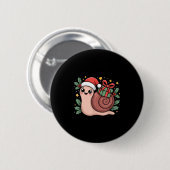 Kawaii Santa Snail With Wrapped Box And Holly Star Button (Vorne & Hinten)