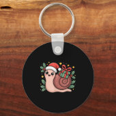 Kawaii Santa Snail With Wrapped Box And Holly Star Schlüsselanhänger (Vorderseite)