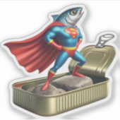 Kawaii Sardine Superhero Mighty Fish Sticker (Vorderseite)