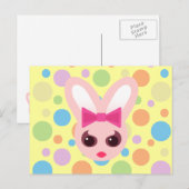Kawaii Sassy Bunny Pink Bow & Mod Dots Postkarte (Vorne/Hinten)