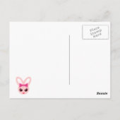 Kawaii Sassy Bunny Pink Bow & Mod Dots Postkarte (Rückseite)