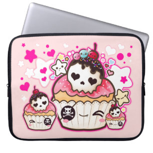 Kawaii Schädelkuchen mit Sternen und Herzen Laptopschutzhülle