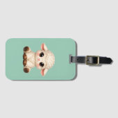 Kawaii-Schaf sitzt glücklich mit Süßem Gepäckanhänger (Vorderseite (Horizontal))
