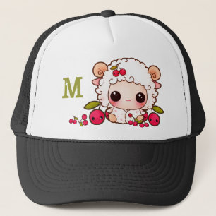 Kawaii Schafe und Kirschen - mit Monogramm Truckerkappe