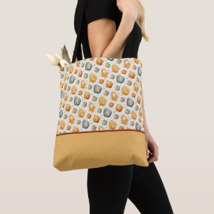 Kawaii-Schalen Gelb und Blau Blumenfarben-Block Tasche