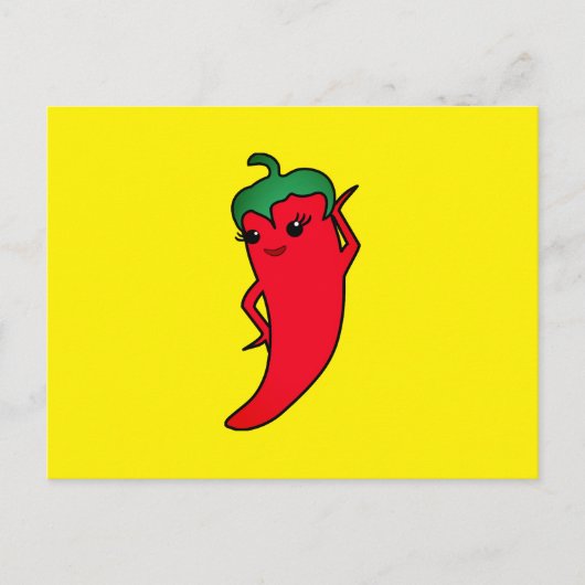 Kawaii scharfe Paprika-Diva Feiertagspostkarte (Vorderseite)