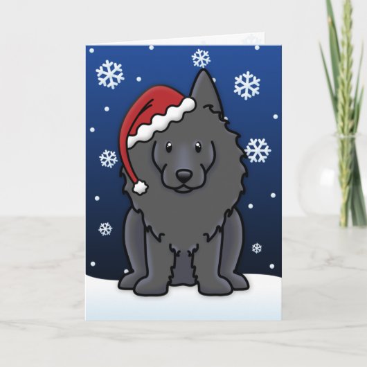 Kawaii Schipperke Weihnachtskarte Feiertagskarte (Vorderseite)