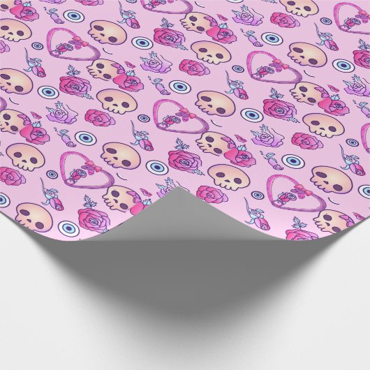 Kawaii Schlangen und Rose Pastel Goth Geschenkpapier (Ecke)