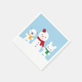 Kawaii Schneetag mit Hase und Bär Serviette (Ecke)