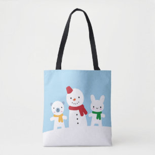 Kawaii Schneetag mit Hase und Bär Tasche