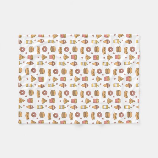 Kawaii Schnellimbiß kritzelt Fleece-Decke Fleecedecke (Vorderseite (Horizontal))