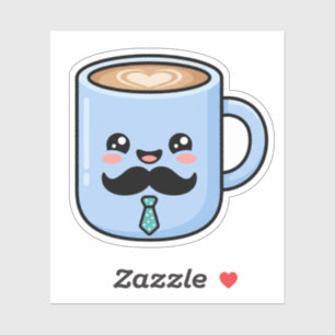 Kawaii-Schnurrbart-Kaffeetasse Süßer Vatertag Aufkleber