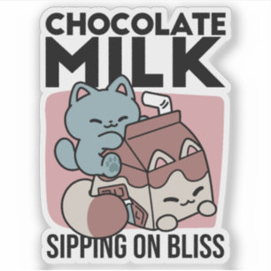 Kawaii Schokoladen Milch Katze – Cozy Getränk & Ni Aufkleber