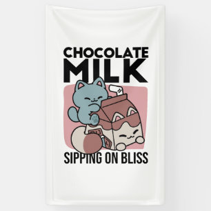 Kawaii Schokoladen Milch Katze – Cozy Getränk & Ni Banner