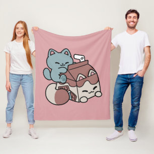 Kawaii Schokoladen Milch Katze – Cozy Getränk & Ni Fleecedecke