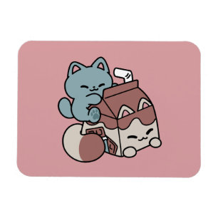 Kawaii Schokoladen Milch Katze – Cozy Getränk & Ni Magnet