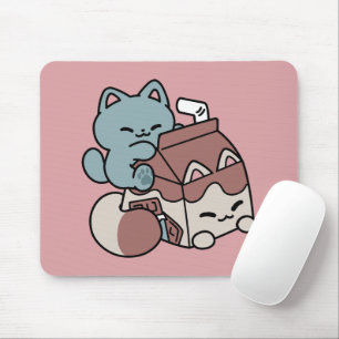 Kawaii Schokoladen Milch Katze – Cozy Getränk & Ni Mousepad