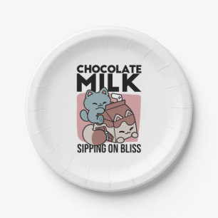 Kawaii Schokoladen Milch Katze – Cozy Getränk & Ni Pappteller