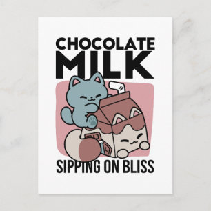 Kawaii Schokoladen Milch Katze – Cozy Getränk & Ni Postkarte
