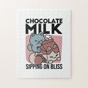 Kawaii Schokoladen Milch Katze – Cozy Getränk & Ni Puzzle
