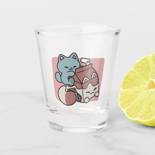 Kawaii Schokoladen Milch Katze – Cozy Getränk & Ni Schnapsglas