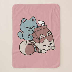 Kawaii Schokoladen Milch Katze – Cozy Getränk & Ni Sherpadecke