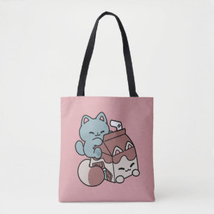 Kawaii Schokoladen Milch Katze – Cozy Getränk & Ni Tasche