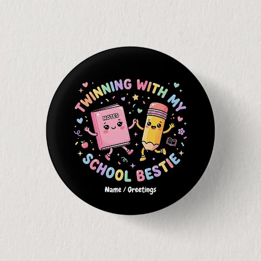 Kawaii Schul-Beste-Freundin Zwilling Freundschaft Button (Vorderseite)