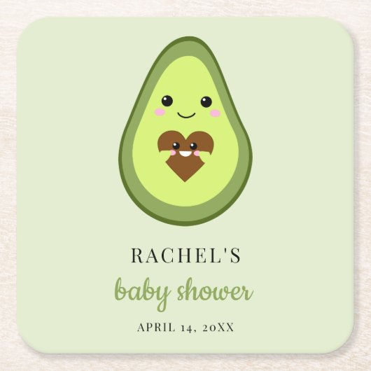 Kawaii Schwangere Avocado Kinderdusche Fiesta Nied Rechteckiger Pappuntersetzer (Vorderseite)