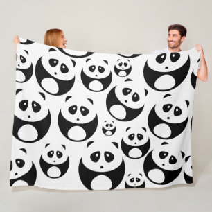 Kawaii Schwarz-Weiß-Panda-Muster Fleecedecke