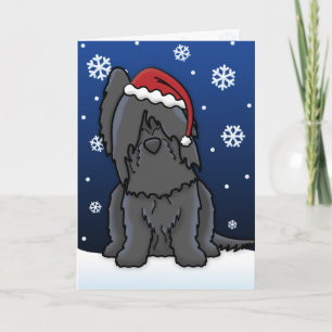 Kawaii schwarze Briard Weihnachtskarte Feiertagskarte