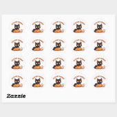 Kawaii Schwarze Katze Süßes oder Saures Halloween  Runder Aufkleber (Blatt)