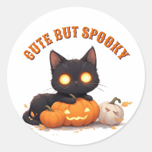 Kawaii Schwarze Katze Süßes oder Saures Halloween  Runder Aufkleber