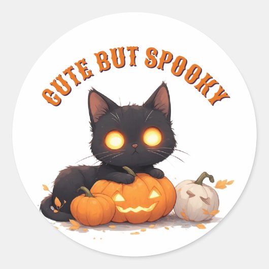 Kawaii Schwarze Katze Süßes oder Saures Halloween  Runder Aufkleber (Vorderseite)