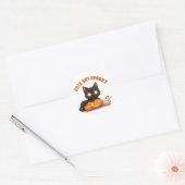 Kawaii Schwarze Katze Süßes oder Saures Halloween  Runder Aufkleber (Umschlag)
