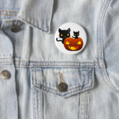 Kawaii schwarze Katzen und Halloween-Kürbis Button (Beispiel)