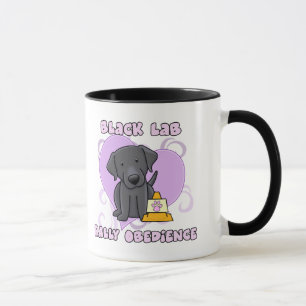 Kawaii schwarzer Labrador-Kundgebungs-Gehorsam Tasse