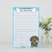 Kawaii Schwarzes u. TAN-Dackel-Briefpapier Briefpapier (Stehend Vorderseite)