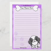 Kawaii schwarzes u. weißes Japanerchin-Briefpapier Briefpapier (Vorne/Hinten)